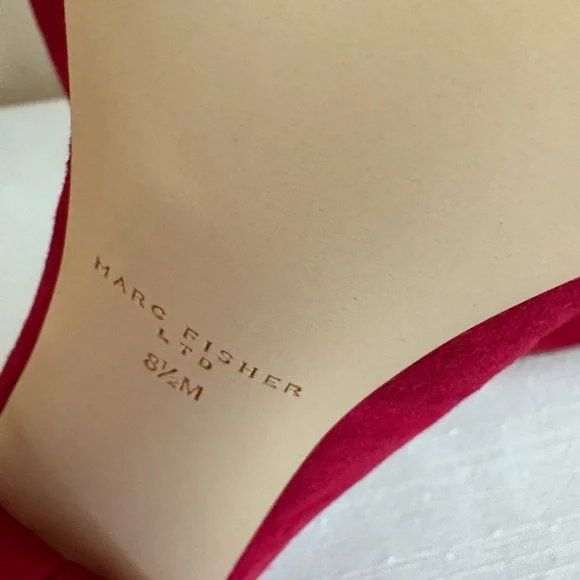 Marc Fisher LTD Abilene Red Suede Pointed Toe Block Heeled Pumps Women’s 8.5M - Picture 9 of 10